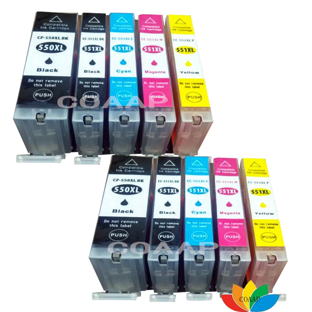 

10 Compatible canon PGI-550 CLI-551 ink cartridge PGI550 CLI551 XL for PIXMA MG5450 iP7250 MG6350 MG7150 MX725 Printer