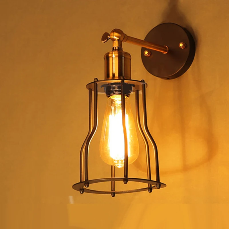 Free Shipping Vintage Industrial Lighting Wall Lights E27 Country Small Black Metal Lamps Edison Fixtures | Лампы и освещение