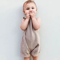 summer cute newborn baby girls solid color linen cotton romper jumpsuit outfits children boys clothes 0 24m