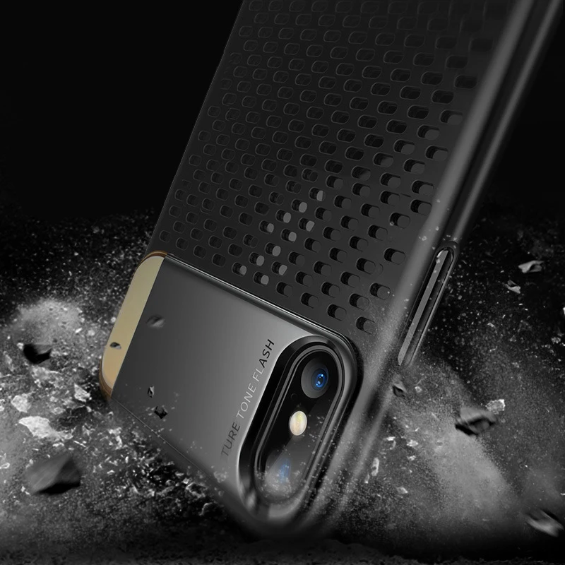 Рассеивающий тепло чехол для телефона s для iphone X, облегающий чехол s, дышащий, скраб, текстура, противоударный, армированный чехол, чехол с держателем, подставка