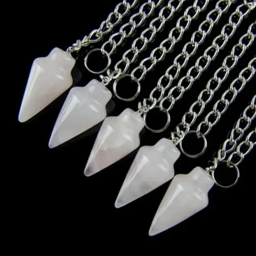 (12 шт./лот) оптовая продажа натуральный кварц розы кулон из бисера маятник 32x15 мм