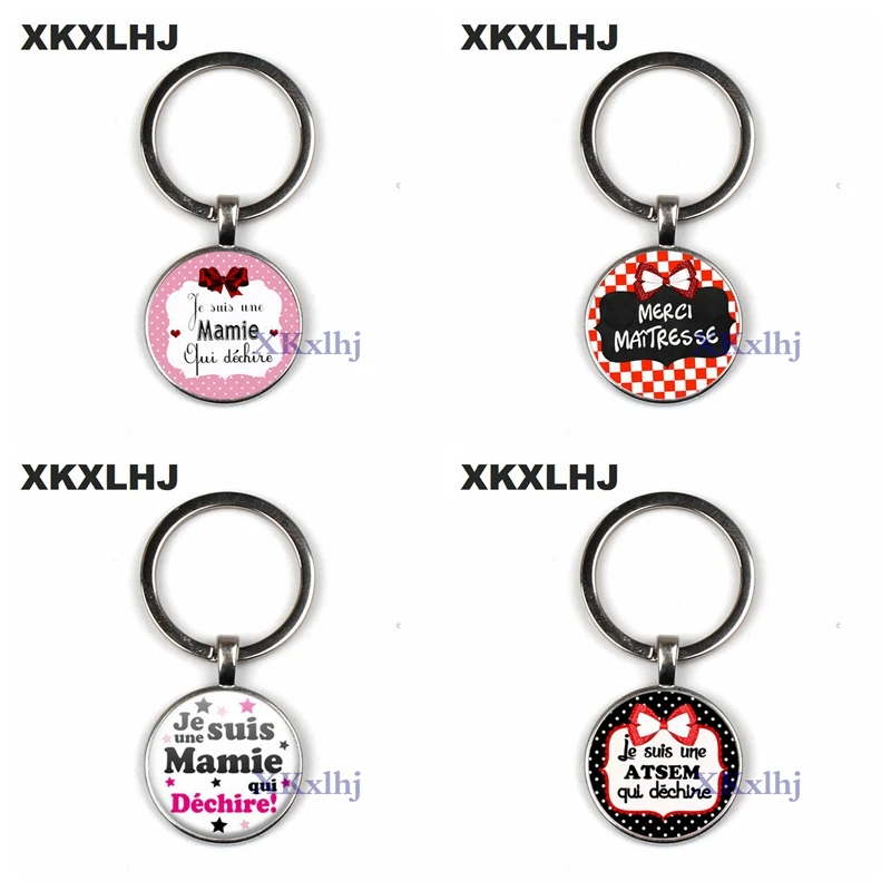 XKXLHJ модный брелок Merci Maitresse богемная бижутерия с цитатой Круглые Стеклянные