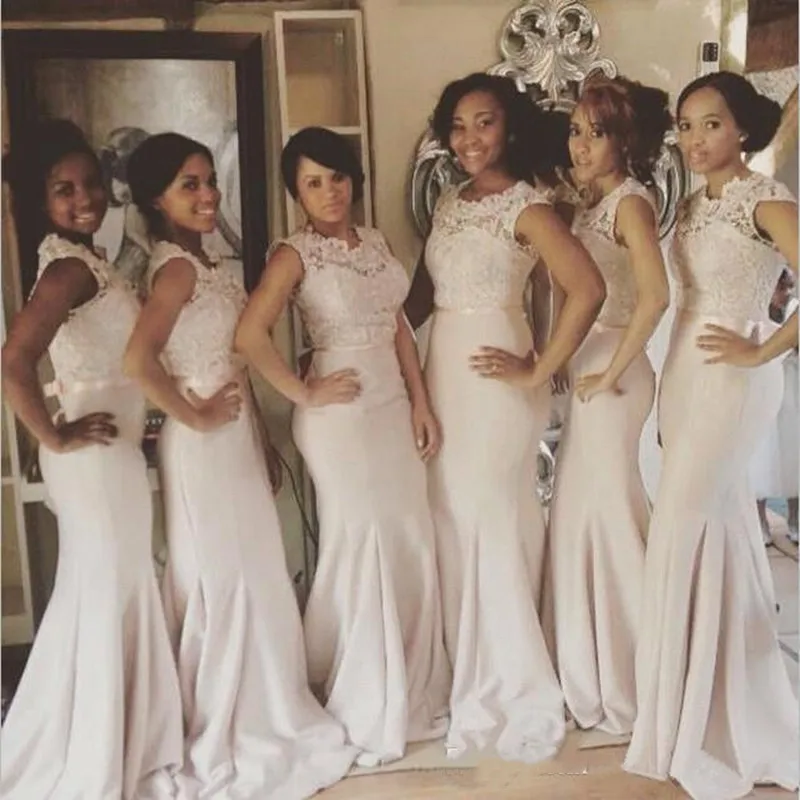 

Elegant Lace Satin Mermaid Bridesmaid Dresses Lace Floor Length Formal Dresses robe demoiselle d'honneur Burgundy dress Long