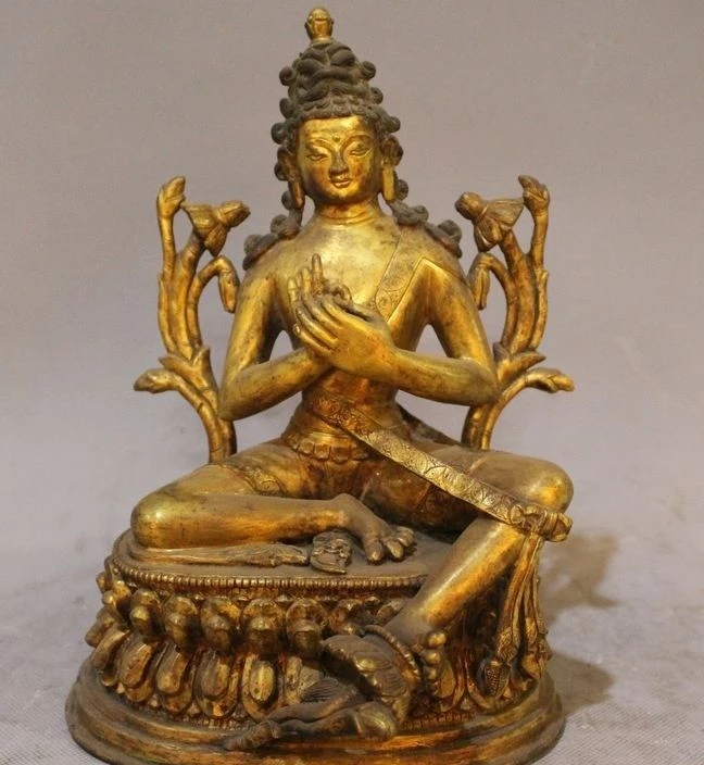 9 &quotТибетский буддизм Бронзовый 24 K золото Shakyamuni Sakyamuni Статуэтка Будда