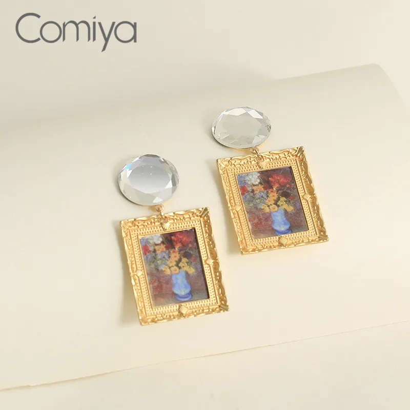 Женские Висячие серьги Comiya Винтажные с акриловой мозаикой геометрические