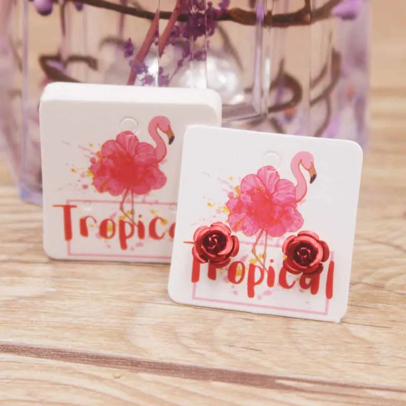 card same as pic 50 шт. маленькие серьги в форме Ловца снов, бумажная посылка, открытка, ручная работа/цветок/романтическое сердце, элегантные серьги-гвоздики - Цвет: card same as pic