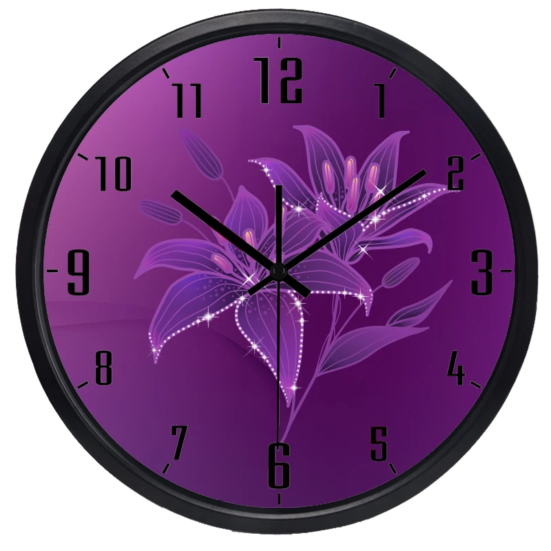 Настенные часы с цветком лилии популярные модные бесшумные большие настенные