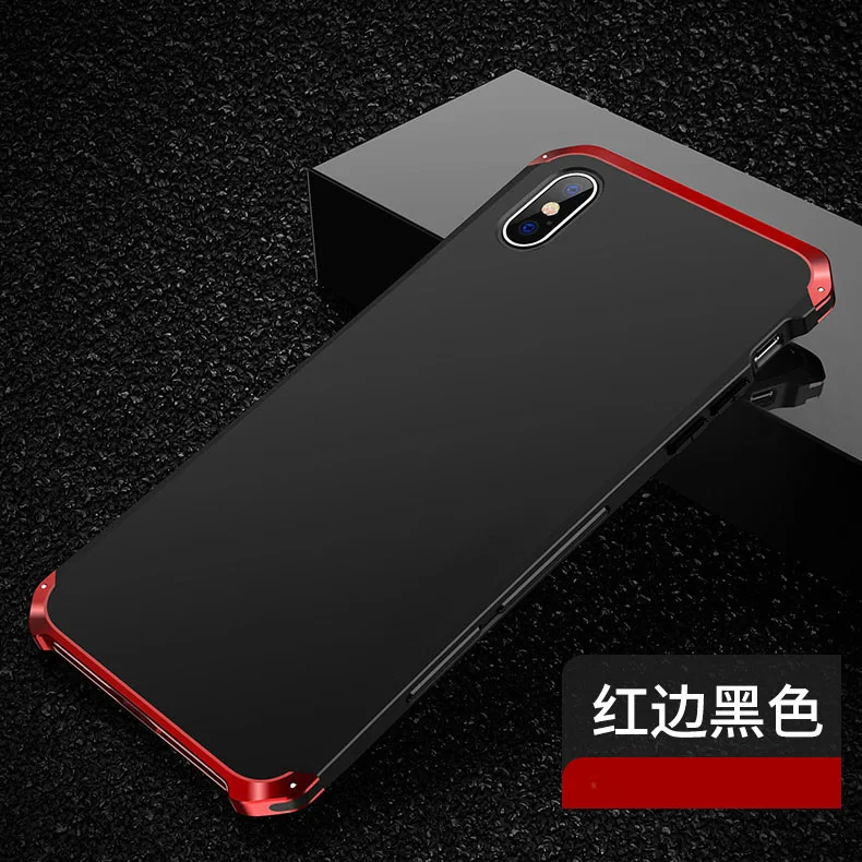black red Роскошный бронированный металлический алюминиевый+ PC сверхпрочный защитный чехол для телефона для iPhone 11 pro X XS MAX 8 6 6S 7 Plus 5S SE XR чехол - Цвет: black red