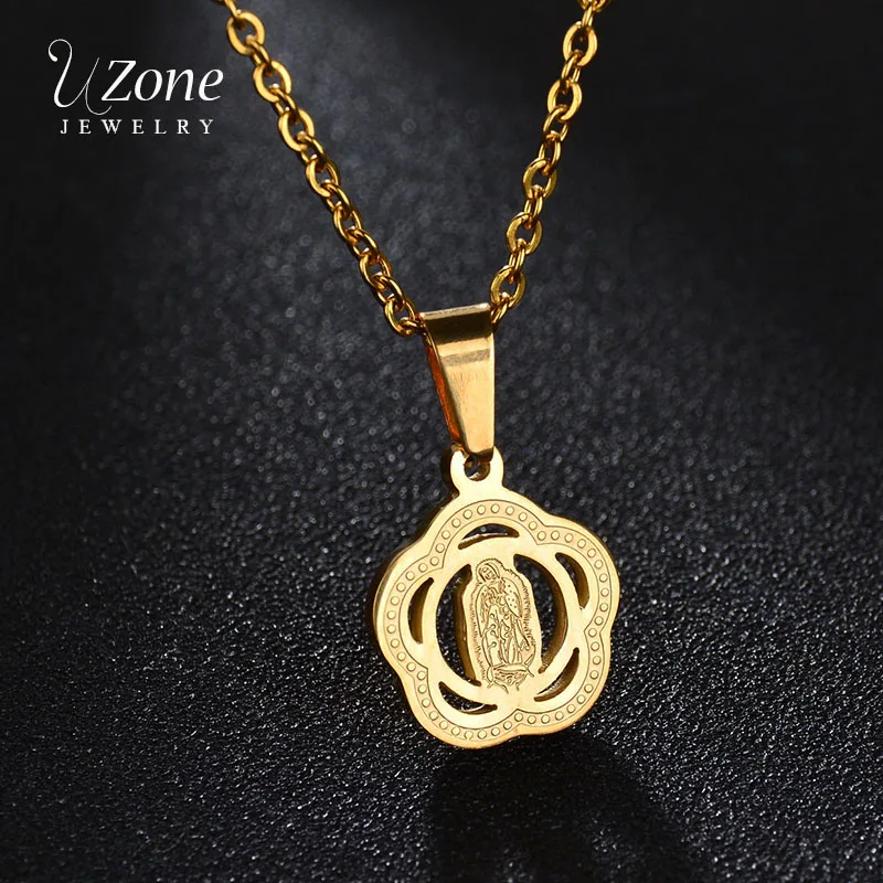 Женское ожерелье из нержавеющей стали круглое овальное в форме цветка