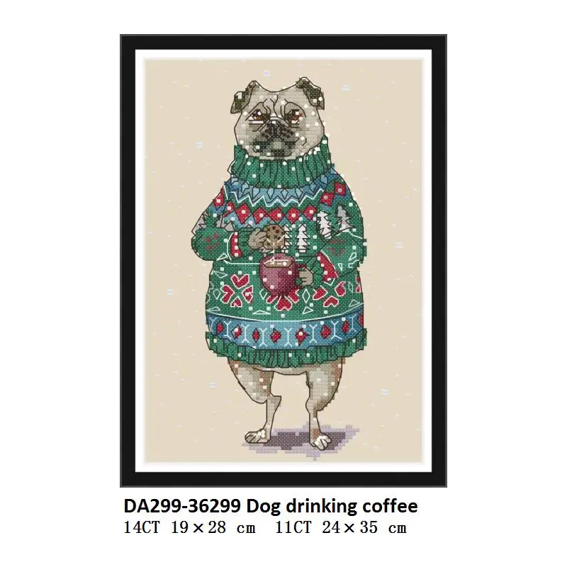 Cross Stitch DA299 Joy Sunday Dog Drink coffee вышивка крестиком ткань 14Ct 11Ct Печатный холст наборы для вышивки крестиком наборы для вышивки рукоделие домашний декор - Цвет: Cross Stitch DA299