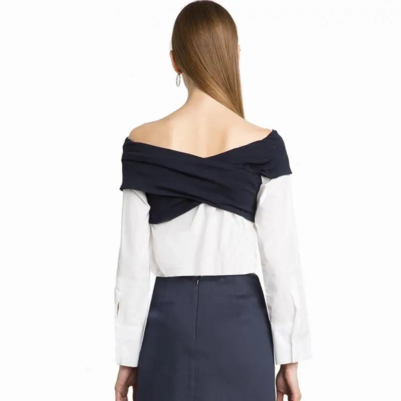 Мода 2018 блузка рубашка Для женщин сезон: весна–лето белая топы с открытыми