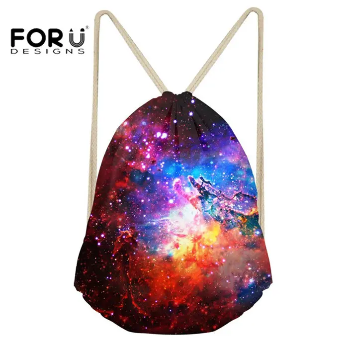 FORUDESIGNS/рюкзак на шнурке, сумка для маленьких бегунов, рюкзак для детей, для мальчиков и девочек, тренировочный рюкзак для йоги, для занятий на открытом воздухе, с космическим принтом, спортивный мешок - Цвет: C0161Z3