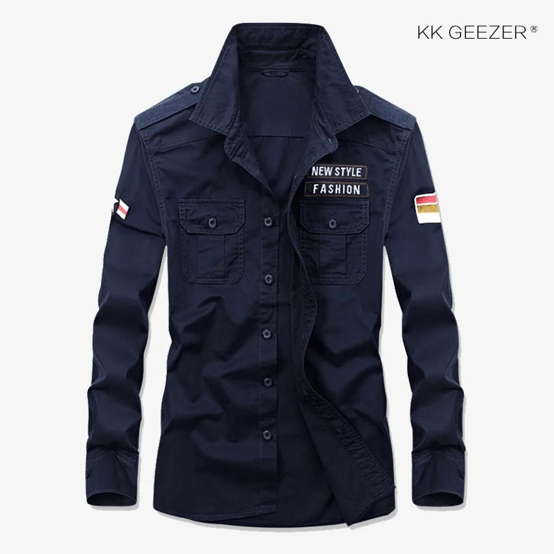 Men 100% Cotton Military Shirts Long Sleeve Casual High Quality Brand Fashion Aviation Luxury Resist Wear Loose Dress | Мужская одежда