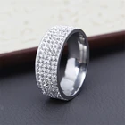 Женское стальное кольцо в винтажном стиле, обручальное кольцо из нержавеющей стали с прозрачным кристаллом, 5 рядов