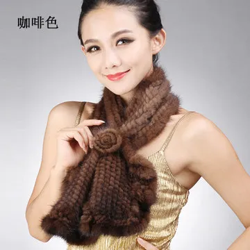 Зимние женские теплые шарфы из натурального меха норки с оборками на подоле VF0617 |