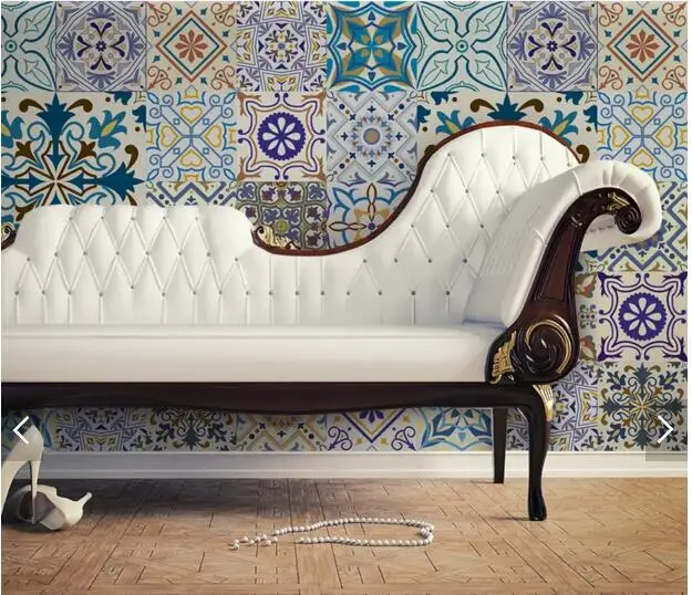 Custom retro papel DE parede bohemian tile murals for living room bedroom sofa background wall decoration wallpaper Обустройство