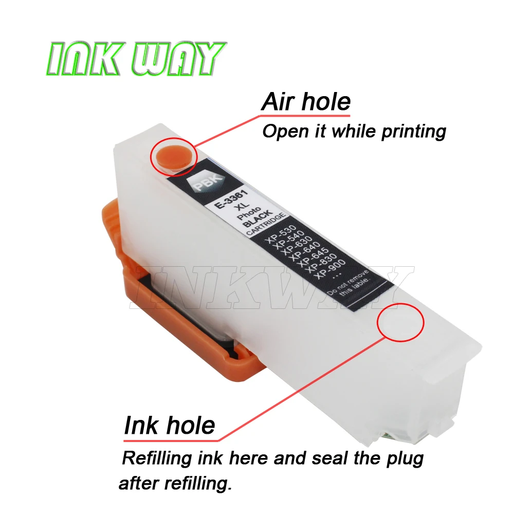 INK WAY 10 sets T3351-T3364 edible ink cartridge with single use chip for XP830 XP-635 XP-900 XP-530 XP-630 XP-640 XP-540 XP-645