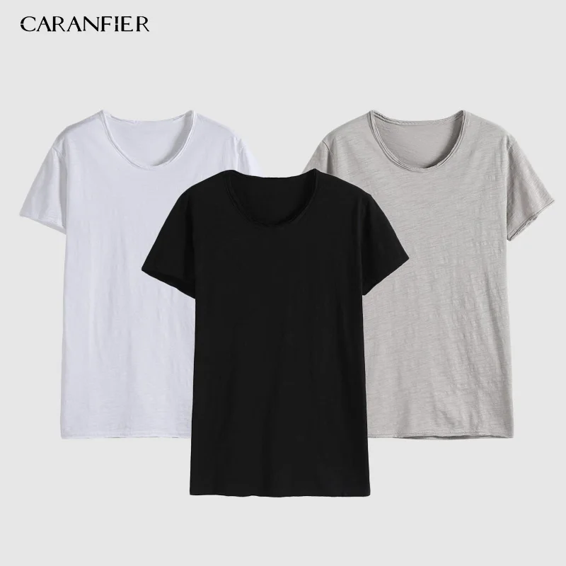 CARANFIER 3 шт. 4 5 футболка летняя новая мужская с коротким рукавом Лоскутная