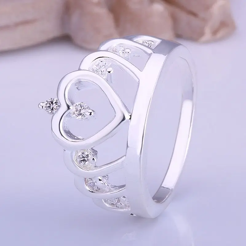 Горячая продажа exo посеребренные Свадебные кольца большая корона anel feminino collier plaron