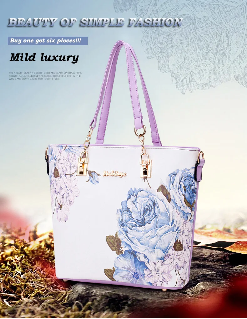 MIWIND New Women Handbag PU Leather Female Bags Fashion Shoulder Bag High Quality 6-Piece Set Designer Brand Bolsa Feminina