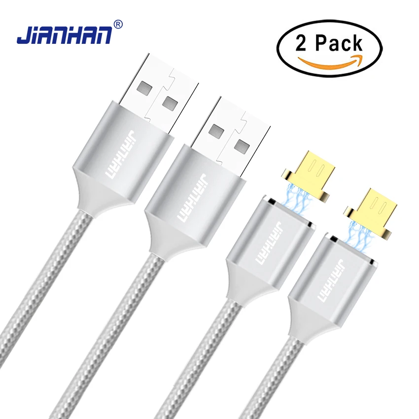 Магнитный кабель JianHan 2 в упаковке Micro USB зарядное устройство 1 м плетеная быстрая