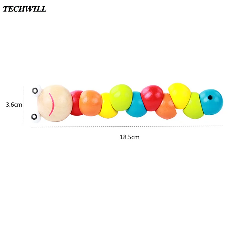 Милые деревянные красочные гибкие строительные блоки гусеницы детские игрушки