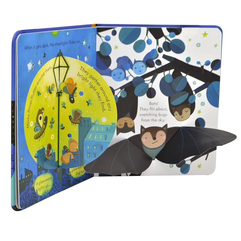 Обучающие 3d книги Peep Inside Night Time на английском языке с откидной крышкой для детей