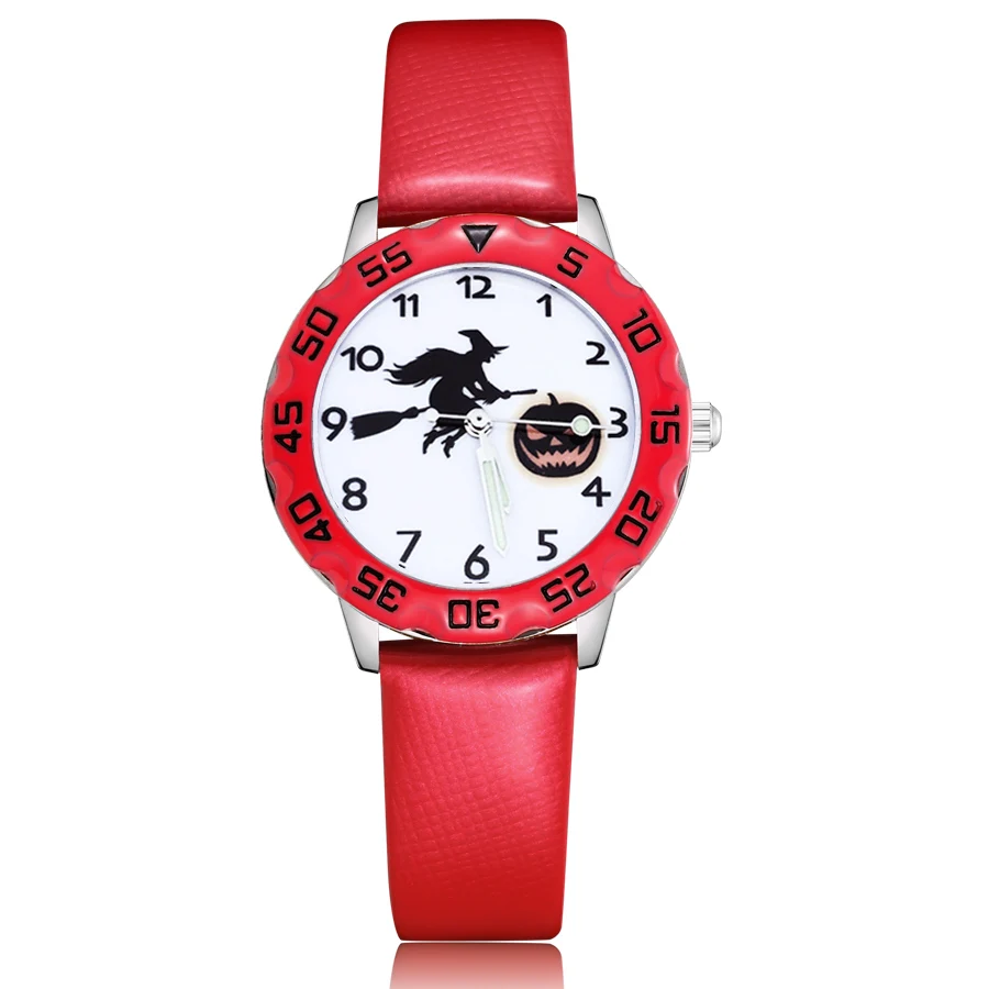 Fashion HALLOWEEN Witch Pumpkin Style Children's Kids Student Girls Boys Quartz Leather Wrist Watches Clcok JM53 | Наручные часы