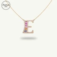 aazuo 18k rose gold natural colour gemstone real diamond original lucky 26 letter free pendent necklace gifted for women au750