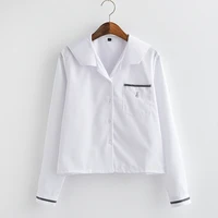 naval collar shirt summer musical notes embroidery white shirt female