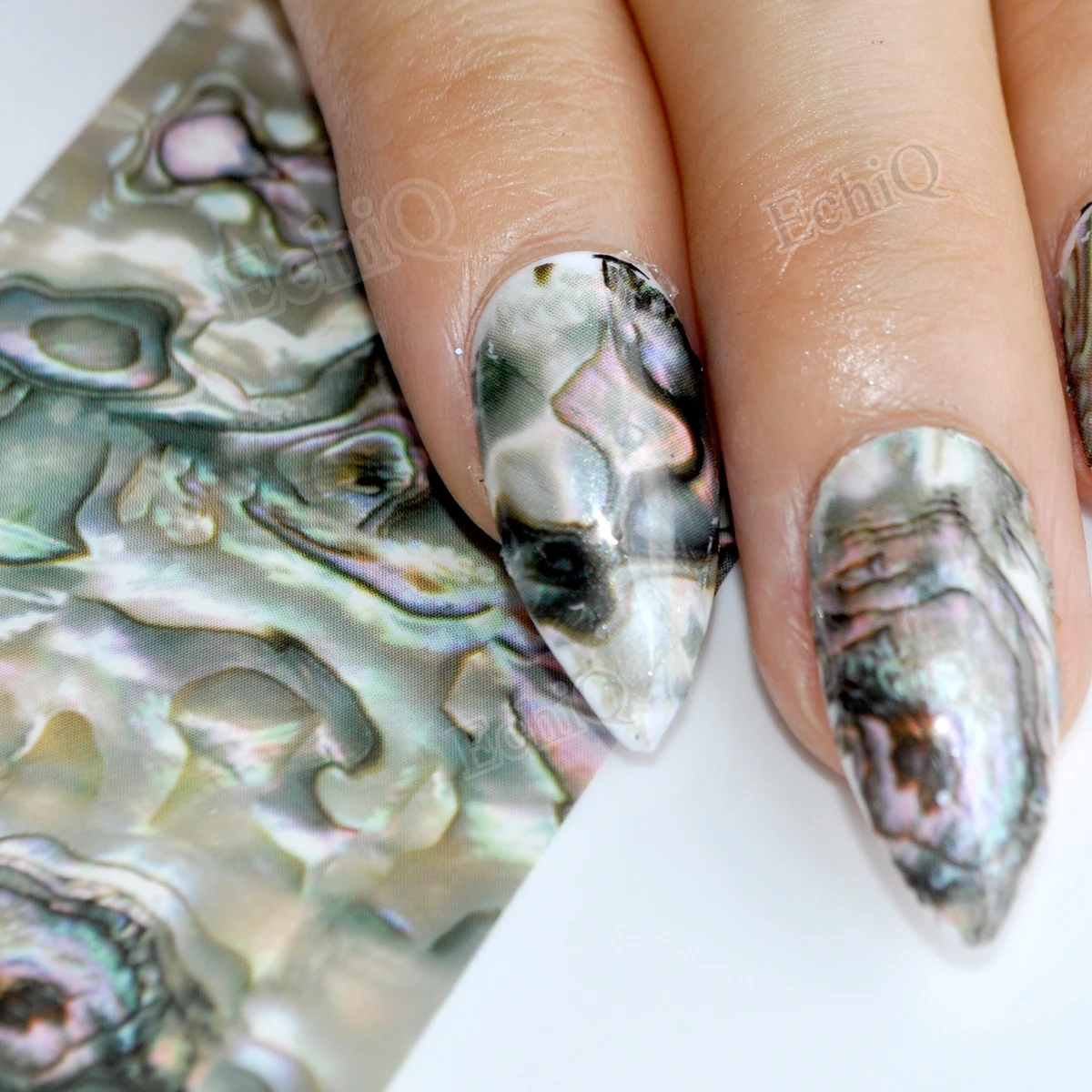 1 рулон = 1 метр зеленый мрамор фольга для украшения ногтей Abalone стиль клей Фольга наклейки в банке 43