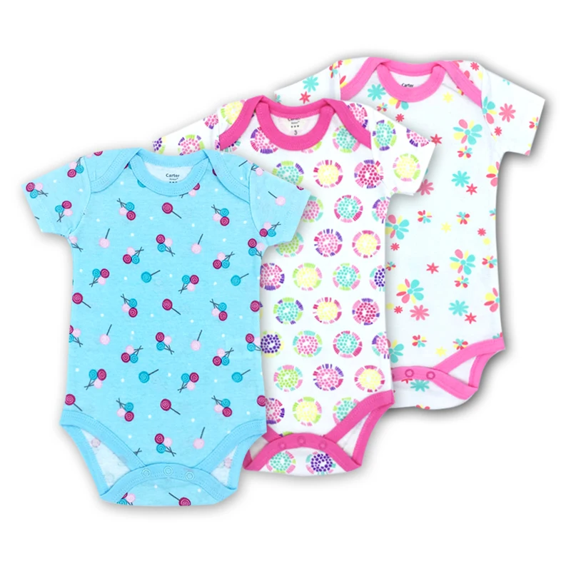 3 шт./лот детское боди комбинезон для младенцев с коротким рукавом комплект