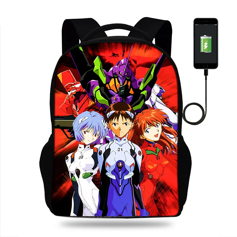 Neon Genesis Evangelion принт рюкзак школьный для девочек/мальчиков подростков ранец USB