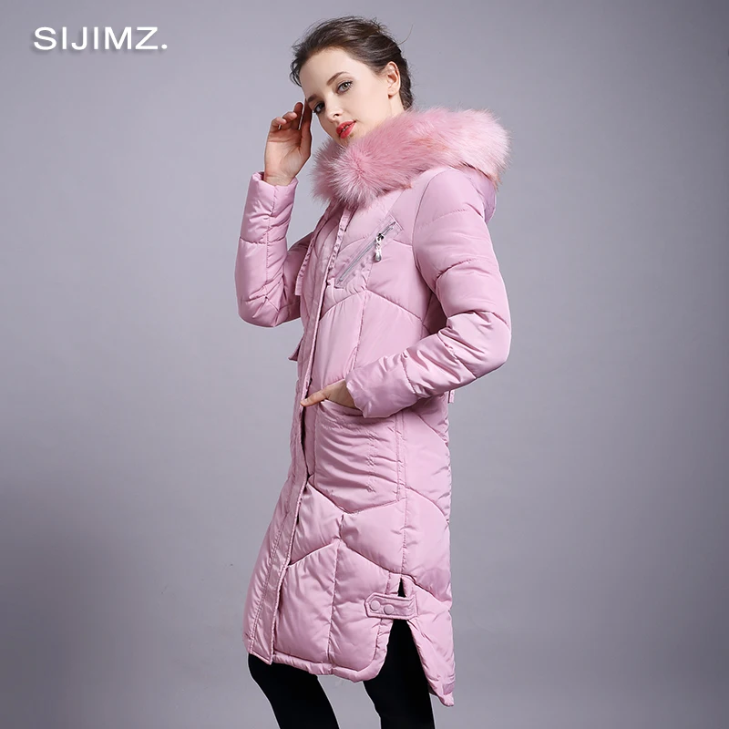 New High Quality Winter Jacket Women's 2019 Fur Collar Thick Warm Cotton Padded Parka For Women Coat Female | Женская одежда