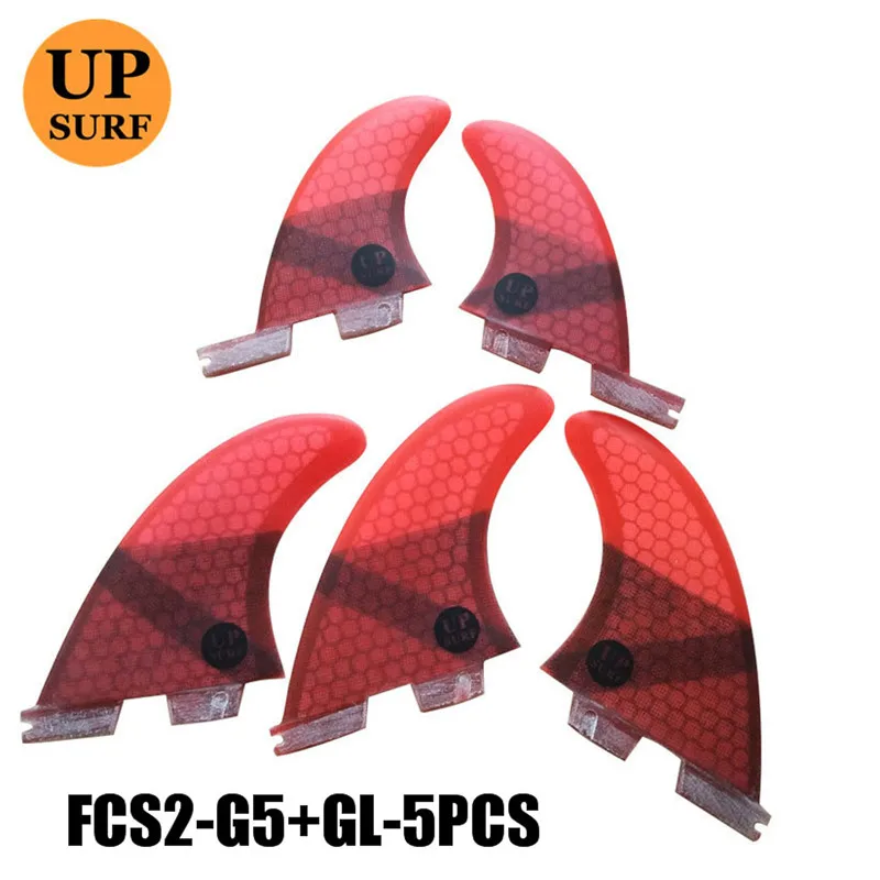 Плавники для серфинга FCS2 плавники G5/G7/GL/K2.1 FCS II три плавника набор стекловолокна синий, красный, черный, зеленый цвет Tri-quad плавники - Цвет: G5GL 5pcs red