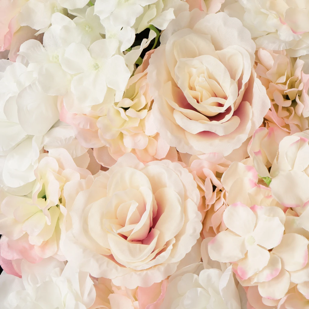 

Pieces of 4 High Quality Artificial Silk Flower Wall Panel Wedding Backdrop 45x 60cm White And Champagne