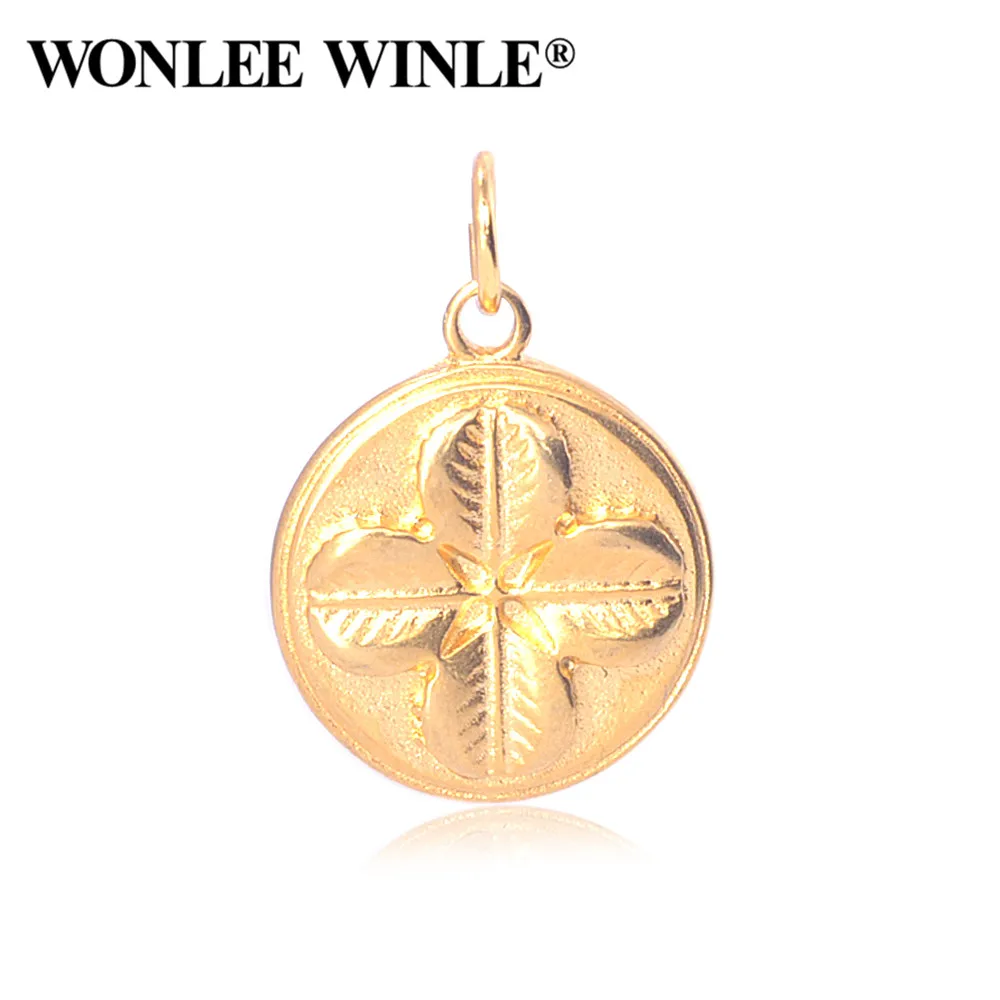 Wonlee Winle DIY ретро 316 Нержавеющая сталь Four Leaf Круглый мотаться подвески застежкой