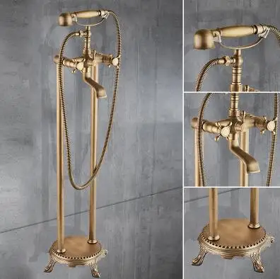Antique Bronze B Античная бронзовая напольная ванна кран с ручной Душ пол стойки-смесители Ванна смеситель воды EL8701 - Цвет: Antique Bronze B