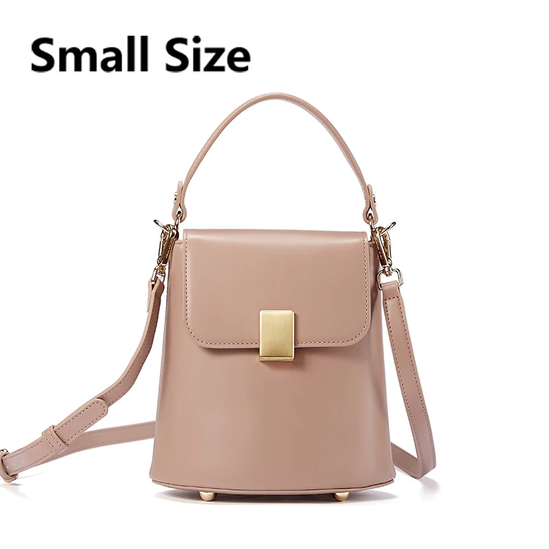 Grey Pink Small EMINI HOUSE висячий замок, сумка-ведро, женские сумки через плечо, для женщин, спилок, кожа, сплошной цвет, роскошные сумки, женские сумки, дизайнерские - Цвет: Grey Pink Small