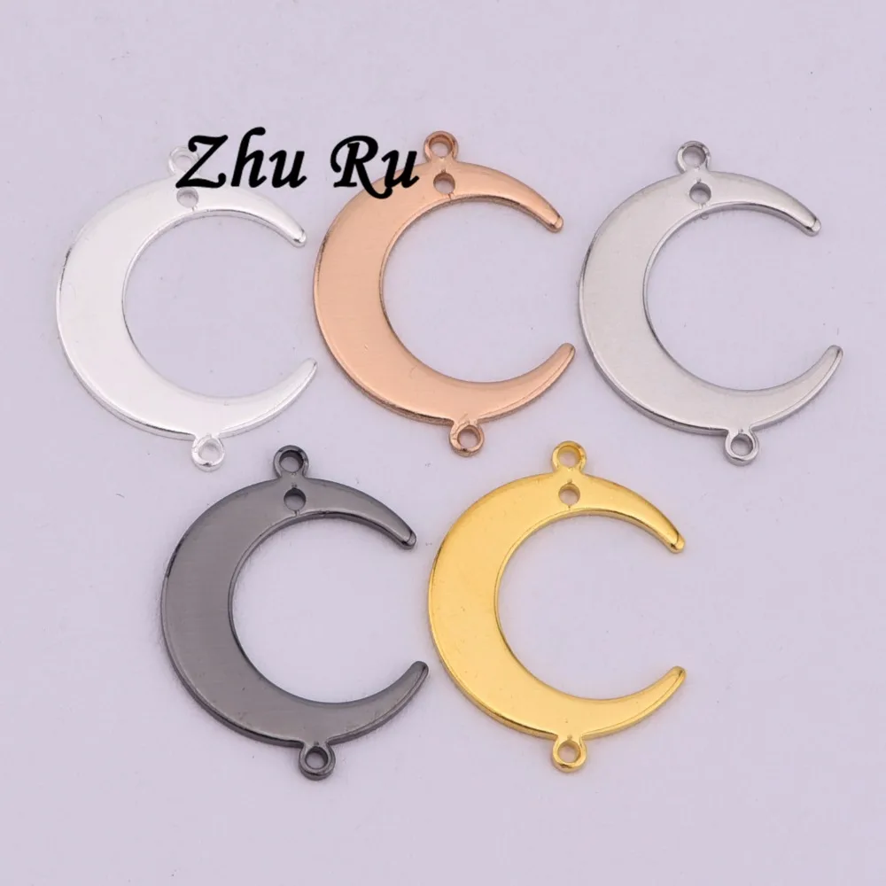 ZHU RU 10 шт./лот 22*16 5 мм двойное отверстие для подвешивания гладкая Луна СКРЫТОЕ