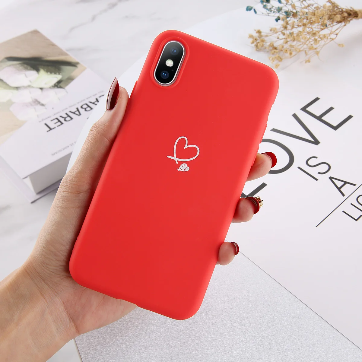 Red Lovebay разноцветное сердце «любовь» чехол для iPhone 6 6S 7 8 Plus 11 Pro X XR XS Max 5 5S SE карамельный цвет чехол для телефона мягкий ТПУ задняя крышка - Цвет: Red