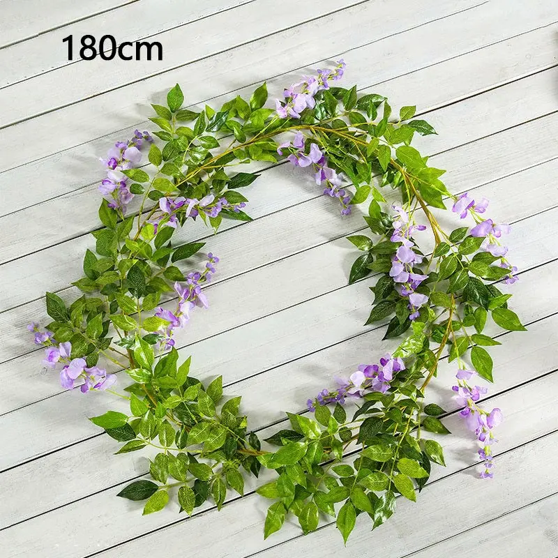 2pcs purple Искусственный венок, гирлянда, шелковая Гортензия, вициния, Висячие Цветы с листьями, искусственный мех, для внешнего сада, H0045 - Цвет: 2pcs purple