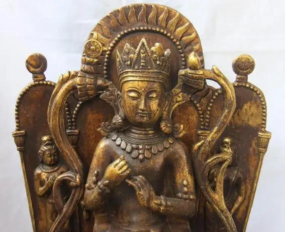 

Free shipping S03429 26 Tibet Buddhism Copper Bronze Boy Bodhisattva Kwan-yin Guanyin Buddha Statue