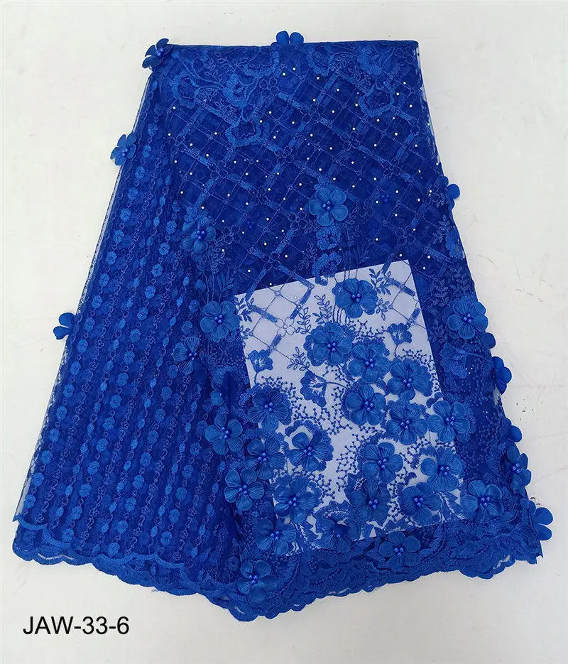 royalblue Цена бисерные французские кружевные ткани камни африканская кружевная ткань красивые тюлевые кружева для вечерние/Свадебные Рождественские челюсти-33 - Цвет: royalblue