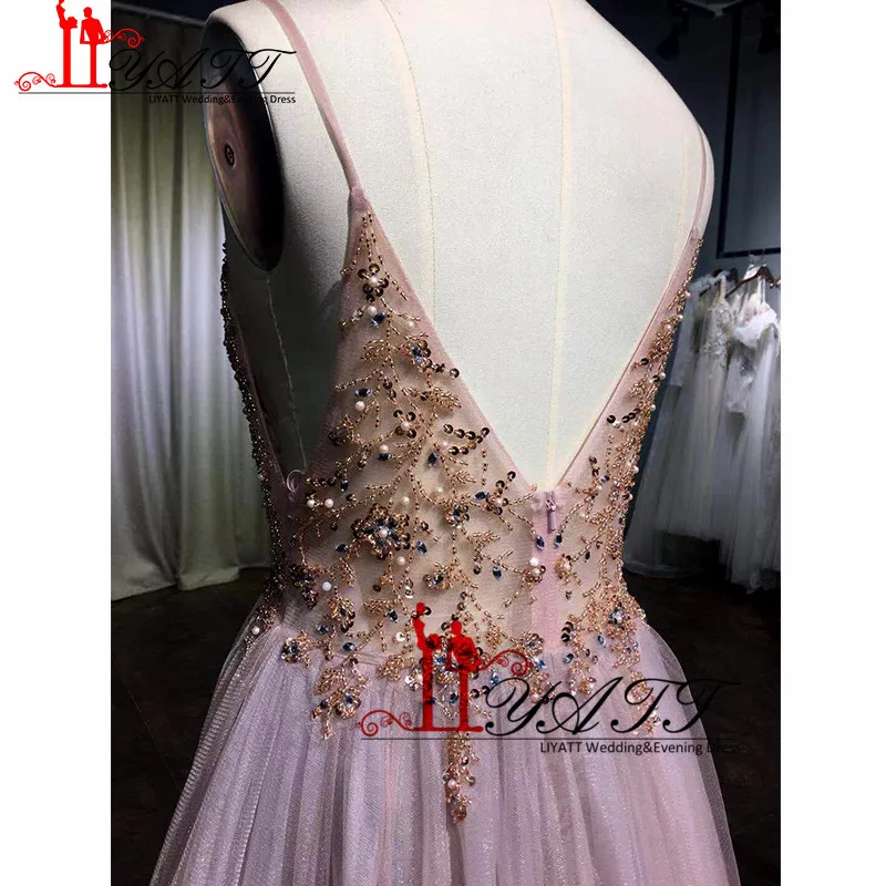 Newest 2019 Lovely Gown Crystal Straps Sexy Spaghetti Formal Prom Dress Cute A line Tulle Pink Evening Sleeveless | Свадьбы и