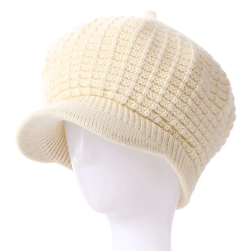 Новинка, зимние шапки для женщин, модная шапка, сохраняющая тепло, женская шапка, высокое качество, рисунок в клетку, вязаная шапка из кроличьего меха - Цвет: Beige