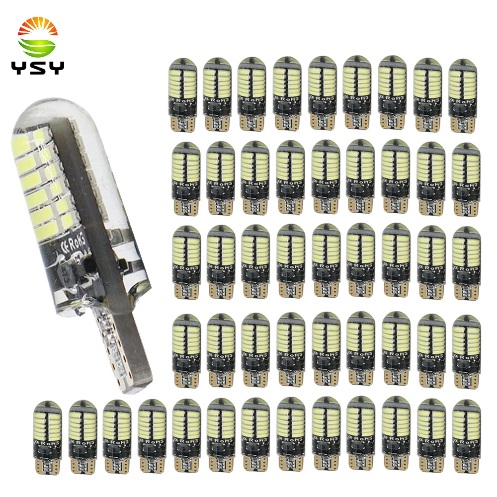 YSY 50x T10 W5W светодиодный силиконовый гелевый светильник 194 168 3014 24SMD 12 в белый