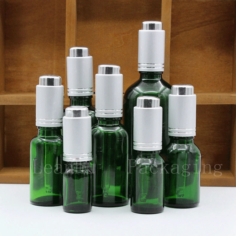 

Dropper Bottle Green Glass Essential oils Silver Press Cover, Beauty &Skin Care For Small Tools , Empty Cosmetics Packing Bottle