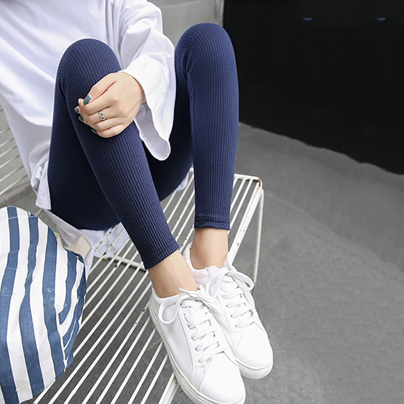 2018 Осень Зима теплые леггинсы тонкие сексуальные бедра пуш ап женские полосатые