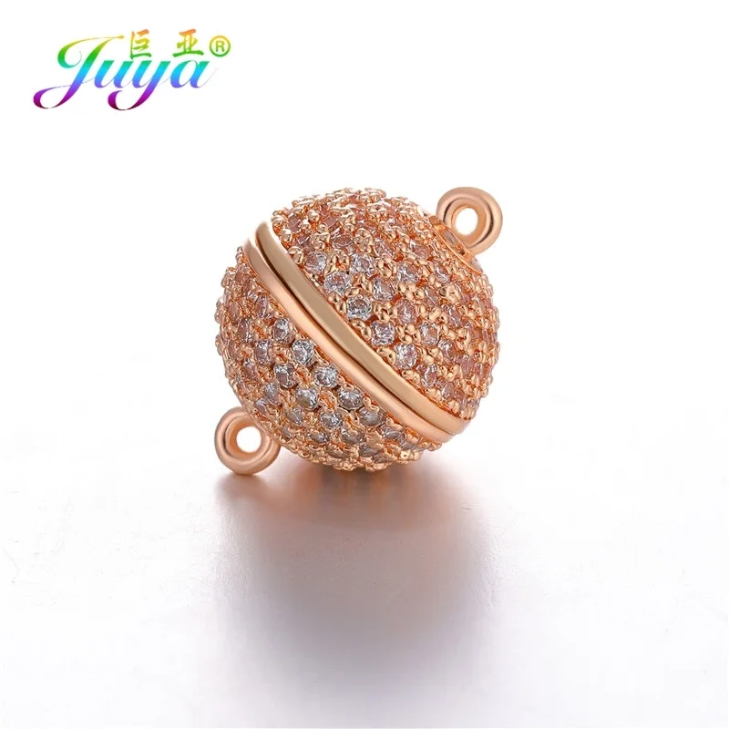 Rose Gold Juya DIY Ювелирные изделия из жемчуга, компоненты AAA кубического циркония, соединяющиеся пряжки, магнитные застежки, аксессуары для женщин, бусины для изготовления ювелирных изделий - Цвет: Rose Gold